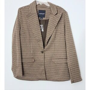 Studio Park x Courtney Khondabi Blazer Women's Size M Brown Houndstooth NWOT